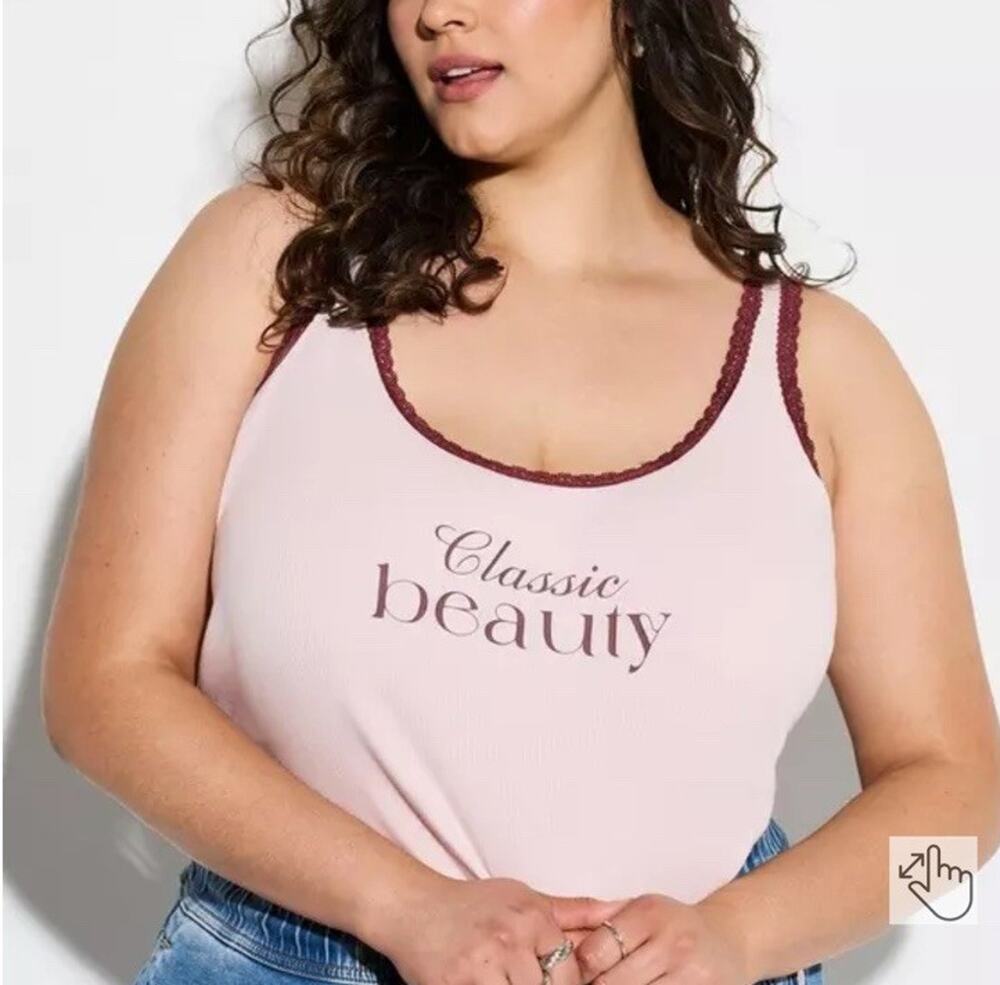 Torrid Classic Beauty LoveSick Lace Trim Cropped Tank Size 2